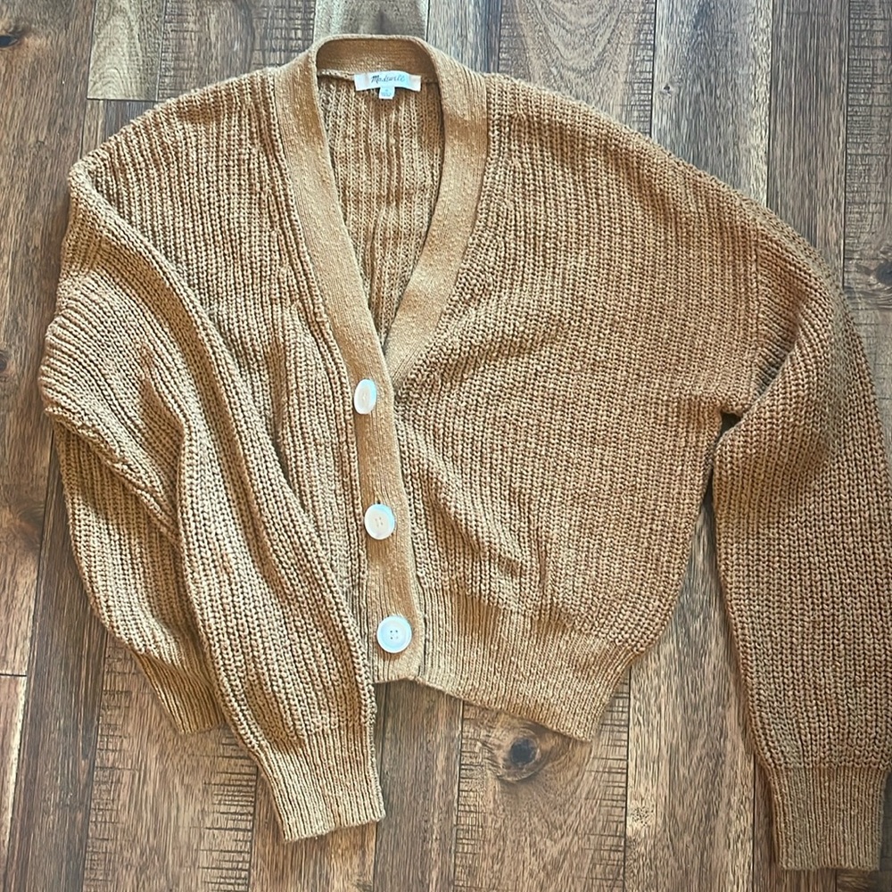 100% Cotton Camel Cropped Cardigan
